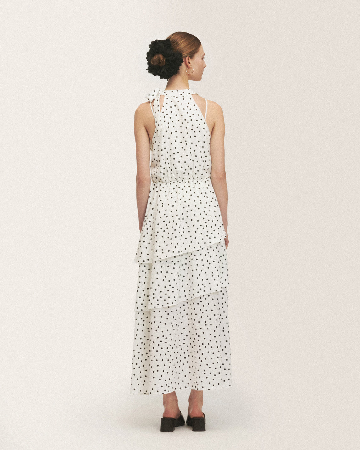 Dot halter dress(white)
