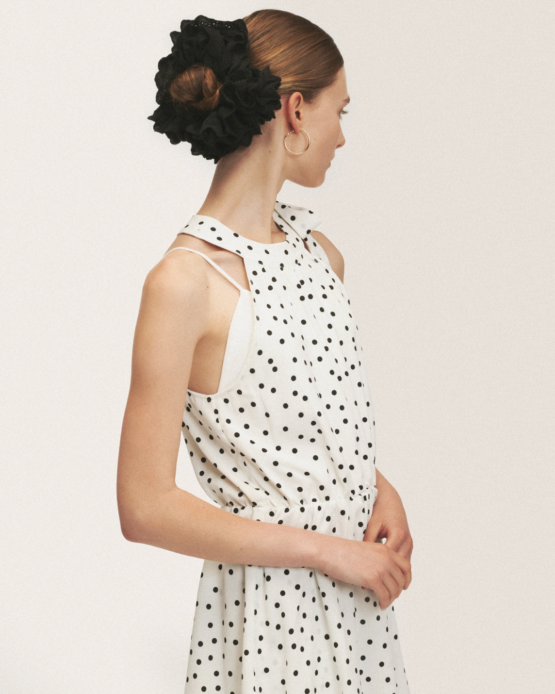 Dot halter dress(white)